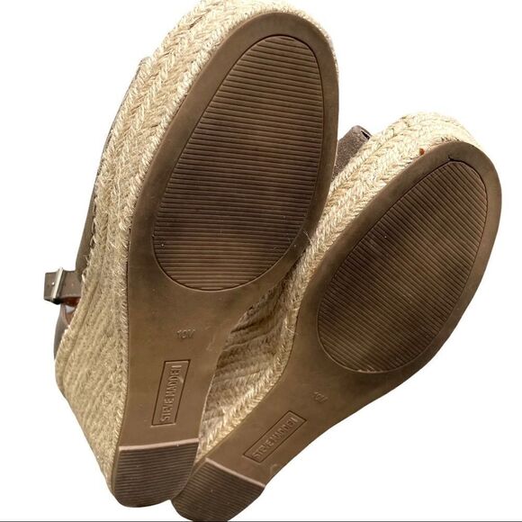 Steve MADDEN Suede Jaylen Wedge Espadrilles Summer Sandals Tan 10 - Picture 12 of 14